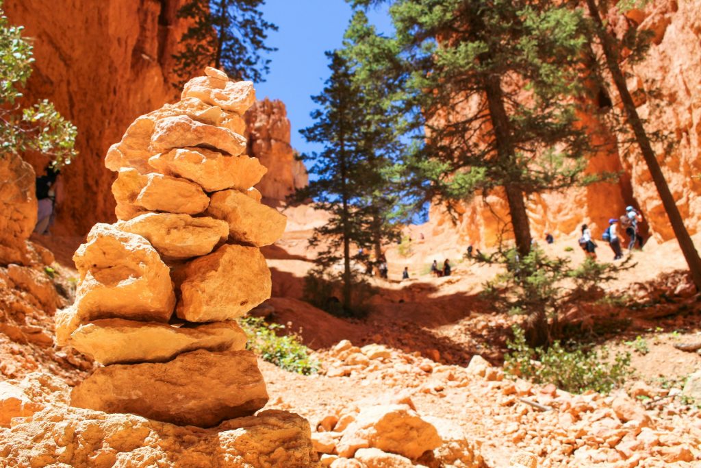 Randonneurs progressant sur un sentier de montagne balisé, attentifs à leurs appuis