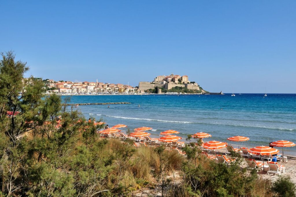 Anse de Fornali et golfe de Saint-Florent vus depuis le sentier du littoral des Agriates, en Haute-Corse