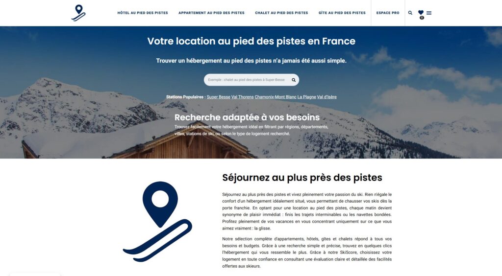 Résidence de station de ski située directement au bord des pistes enneigées